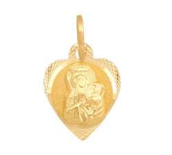 Złoty medalik 585 Serce Matka Boska na Chrzest 0,90g
