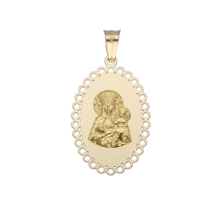 Złoty medalik 585 Chrzest Matka Boska owal 2,21g