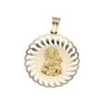 Złoty medalik 585 Chrzest ozdobna Matka Boska 2,97g