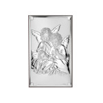Srebrny prostokątny obraz anioł stróż 9x15cm chrzest