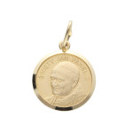 Złoty medalik 585 Chrzest Św. Jan Paweł II w kole 3,1g