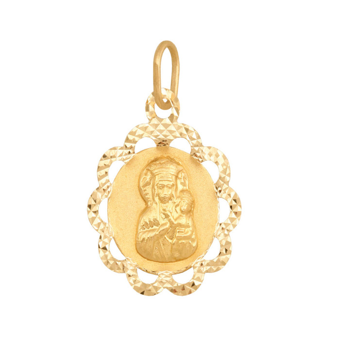 Złoty medalik 585 Matka Boska z dzieciątkiem Chrzest 0,90g
