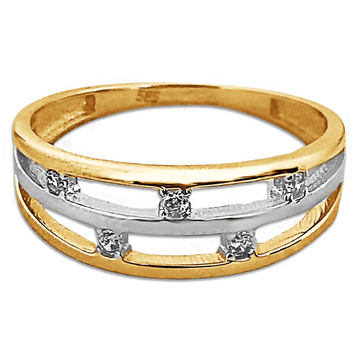 Złoty pierścionek 585 elegancki z cyrkoniami 1,91 g