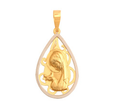 Złoty medalik 585 białe złoto Matka Boska Chrzest 1,05g