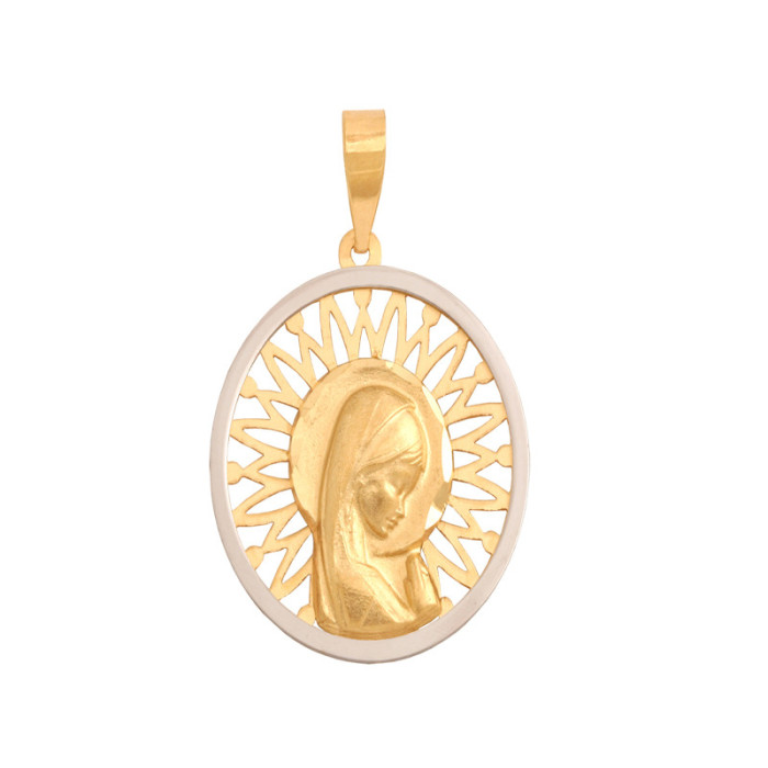 Złoty medalik 585 Ażurowy Matka Boska Chrzest 1,25g