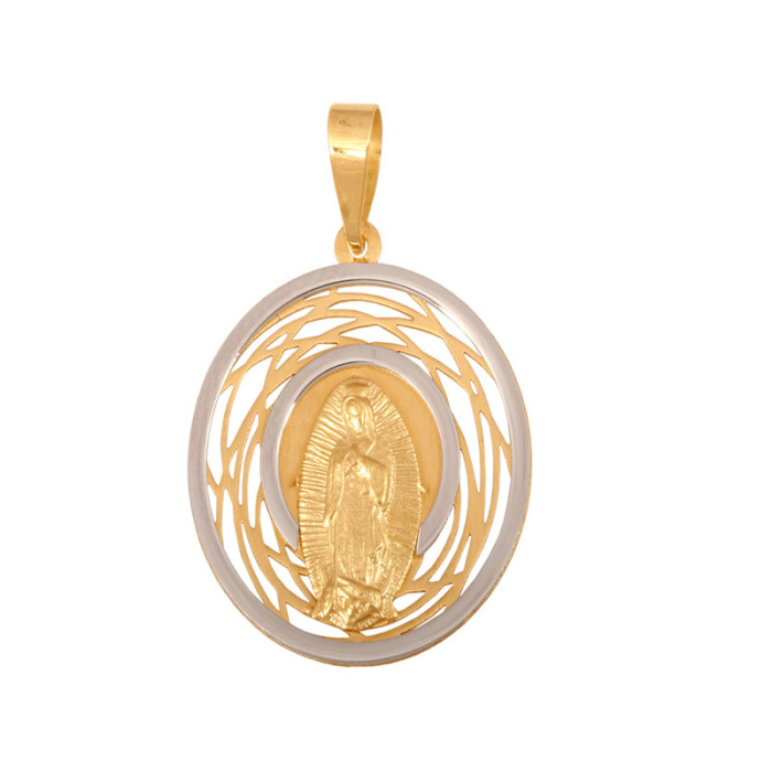 Złoty medalik 585 białe złoto Matka Boska Chrzest 1,25g