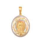 Złoty medalik 585 białe złoto Matka Boska Chrzest 1,25g