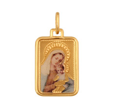 Złoty medalik 585 Emaliowany Matka Boska na Chrzest 1,10g