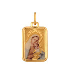 Złoty medalik 585 Emaliowany Matka Boska na Chrzest 1,10g