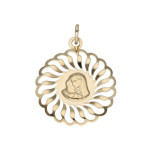 Złoty medalik 585 Chrzest Maryja w ozdobnym kole