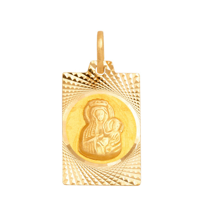 Złoty medalik 585 Matka Boska z dzieciątkiem Chrzest 1,40g