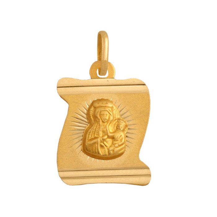 Złoty medalik 585 Matka Boska z dzieciątkiem Chrzest 1,70g
