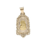 Złoty medalik 585 Chrzest Maryja w ozdobnej ramce