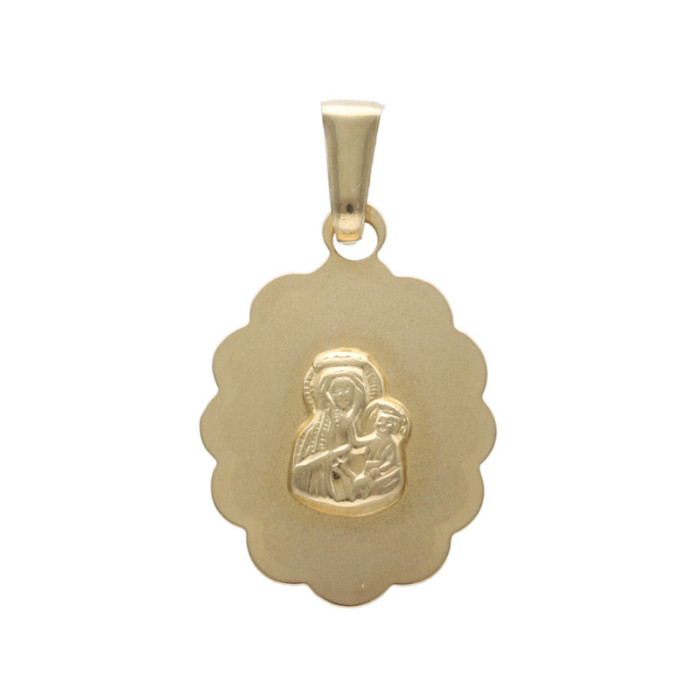 Złoty medalik 585 Chrzest Matka Boska w kwiatku