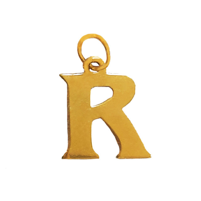 Złota przywieszka 585 wycięta literka R alfabet 0,33 g