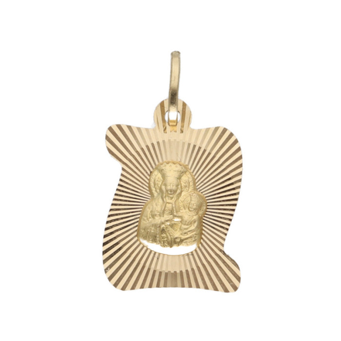 Złoty medalik 585 Chrzest blaszka Matka Boska