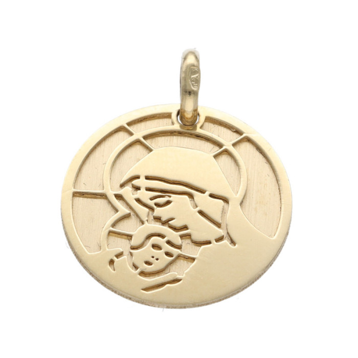 Złoty medalik 585 Chrzest Matka Boska kontur