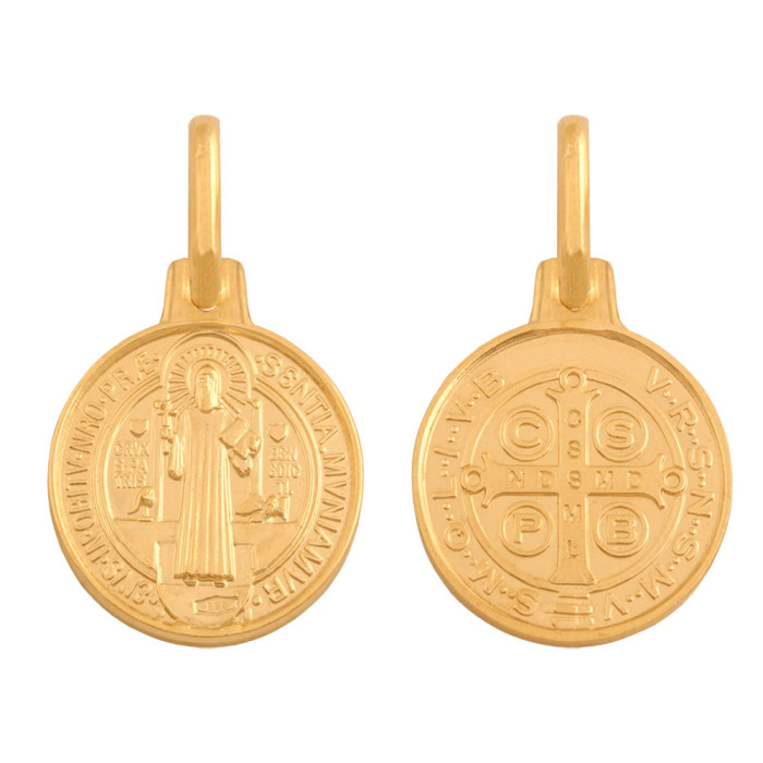 Złoty medalik 585 z wizerunkiem św. Benedykta 2,00g