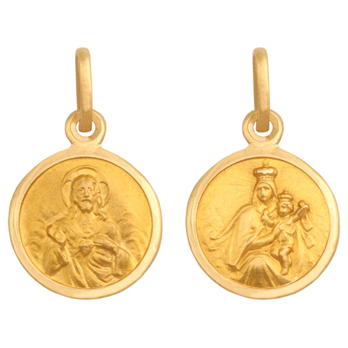 Złoty medalik 585 Matka Boska szkaplerz chrzest 2,20g