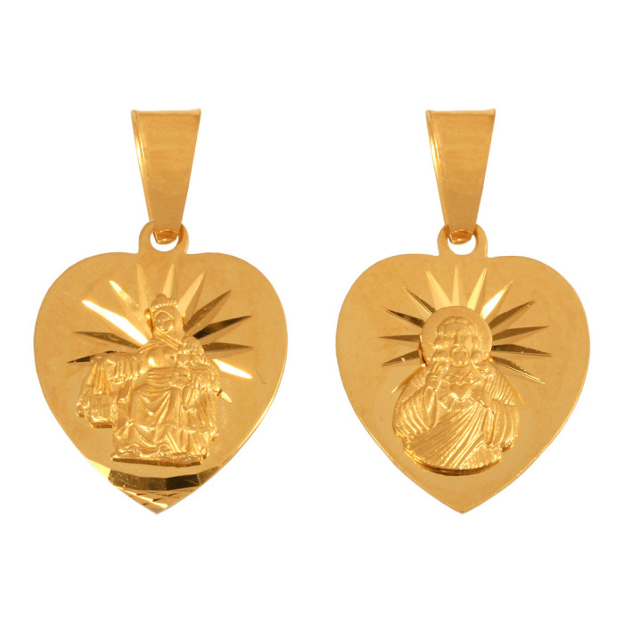 Złoty medalik 585 serce szkaplerz chrzest 2,25g
