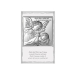 Srebrny obraz na chrzest 9,14cm anioł stróż