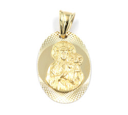 Złoty medalik 585 Chrzest Matka Boska w owalu