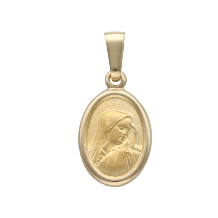 Złoty medalik 585 Chrzest Matka Boska w owalu