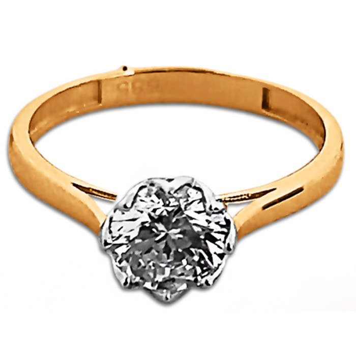 Złoty pierścionek 585 duża biała cyrkonia  1,8g