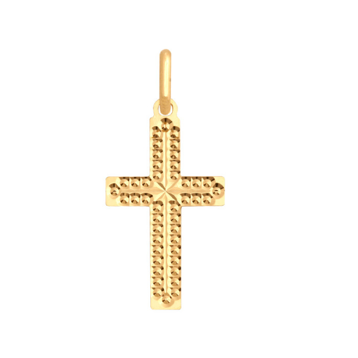 Złoty krzyż 585 zdobione diamentowany 0,45g