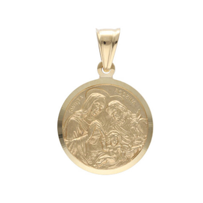 Złoty medalik 585 Chrzest Świeta Rodzina