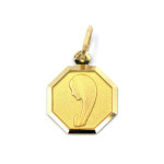Złoty medalik 585 Chrzest wizerunek Matki Boskiej