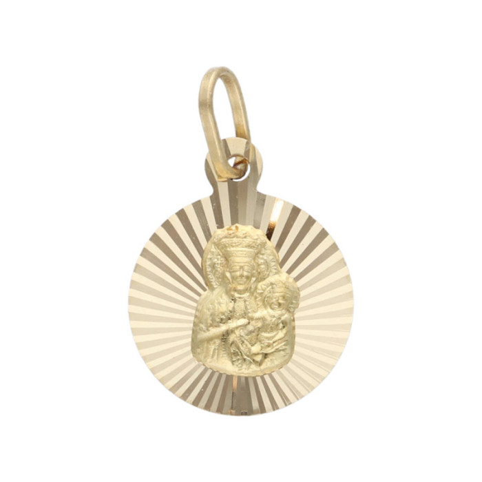 Złoty medalik 585 diamentowany Chrzest Matka Boska