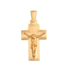 Złota zawieszka 585 krzyżyk z Jezusem chrzest 0,90g