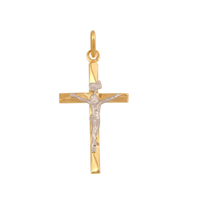 Złoty krzyżyk 585 z Jezusem na krzyżu chrzest 1,10g