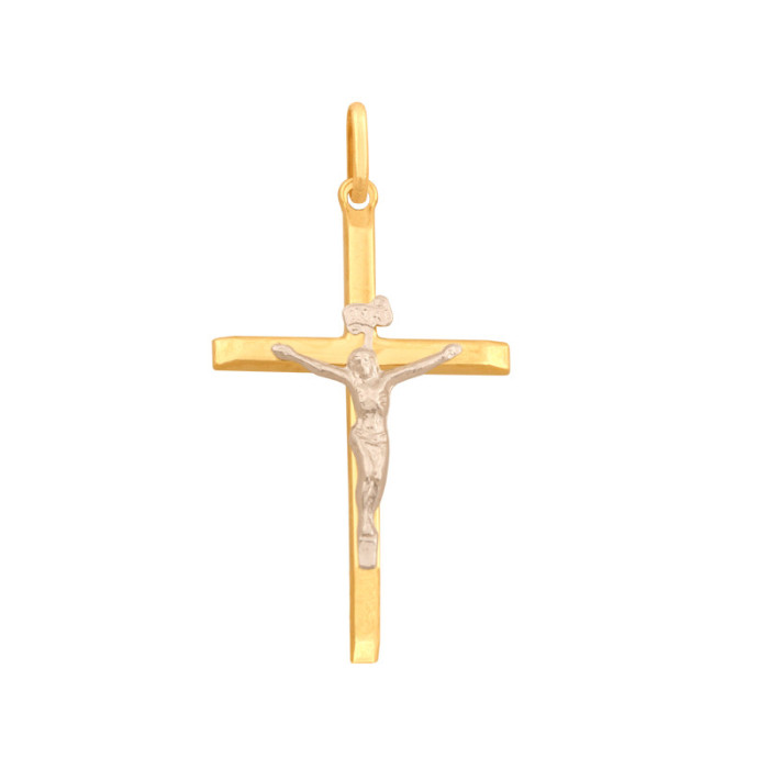 Złota zawieszka 585 krzyżyk z Jezusem chrzest 1,15g