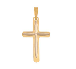 Złota zawieszka 585 krzyżyk z białym złotem chrzest 1,50g