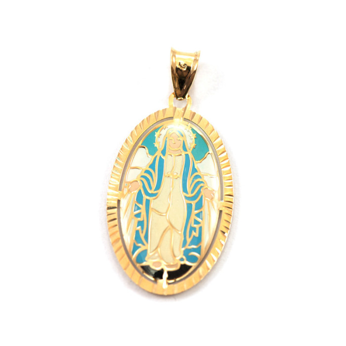 Złoty medalik 585 Chrzest Matka Boska owal
