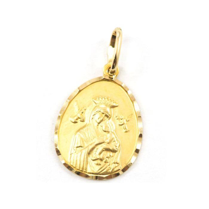 Złoty medalik 585 Chrzest Matka Boska Królowa