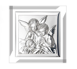 Kwadratowy obraz z Aniołem na chrzest 17x17cm