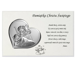 Srebrny obraz aniołek 18x11,5cm chrzest