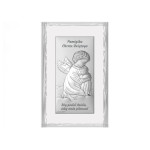 Srebrny obraz anioł stróż 9x15,5cm chrzest