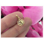 Złoty komplet biżuterii  585 kwiatuszek z aniołkiem ankier