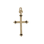 Złota zawieszka 585 krzyż czarne cyrkonie chrzest 1,96g