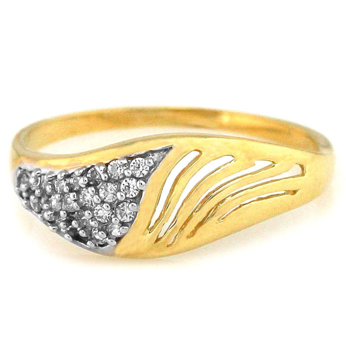 Złoty pierścionek damski 585 z cyrkoniami ażur
