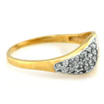Złoty pierścionek damski 585 z cyrkoniami ażur białe złoto