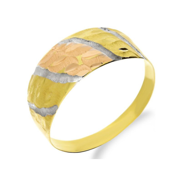 Złoty pierścionek 585 szeroki trzykolorowy 0,96 g