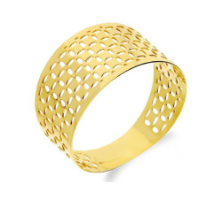 Złoty pierścionek 585 blaszka z ażurowym wzorem