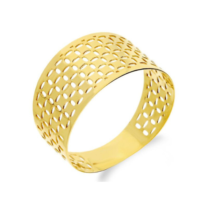 Złoty pierścionek 585 blaszka z ażurowym wzorem