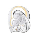 Srebrny obraz Matka Boska ze złoceniem 23,5x27,5cm chrzest