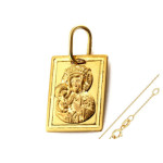 Złoty komplet biżuterii 585 prostokątny medalik chrzest